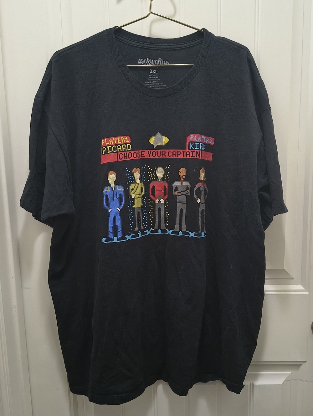 Star Trek Choose Your Captain Picard Kirk 8-Bit Pixel WeLoveFine T-Shirt 2XL